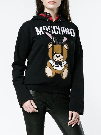 Shop Moschino Playboy Hooded Sweatshirt - Black