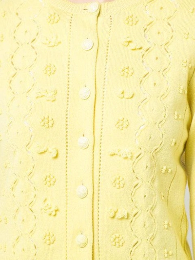 Shop Barrie Embroidered Button Cardigan - Yellow