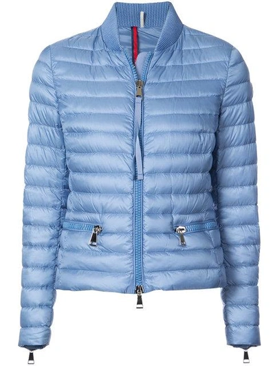 Shop Moncler Long Sleeved Padded Jacket - Blue
