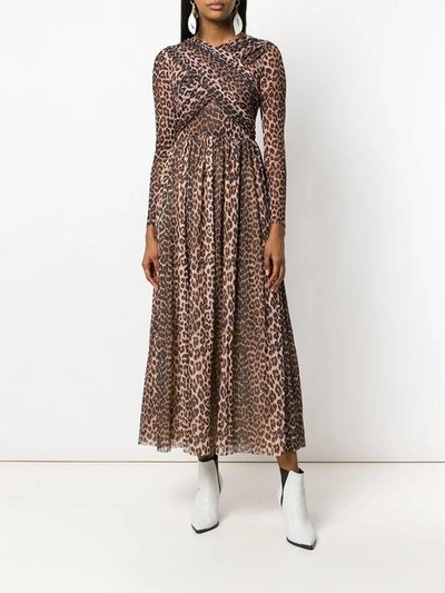 Ganni Tilden Mesh Dress In Brown | ModeSens