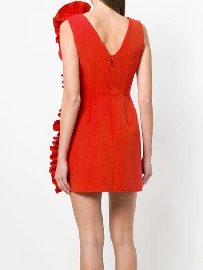 Shop Msgm Ruffled Short Dress - Red