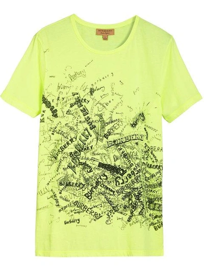Shop Burberry Doodle Print T In Green