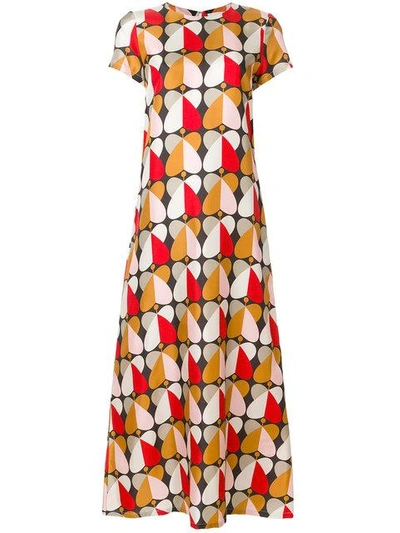 Shop La Doublej Long Length Patterned Swing Dress In Multicolour