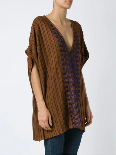 Shop Gig Pattern Knit Blouse In Brown