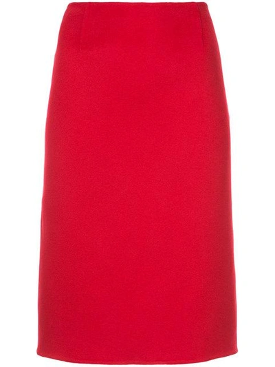 Shop Ralph Lauren Fitted Midi Skirt In Red