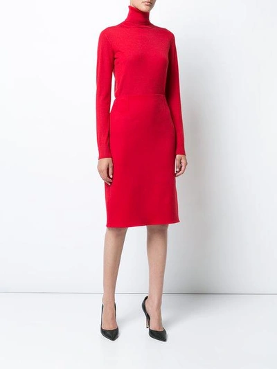 Shop Ralph Lauren Fitted Midi Skirt In Red