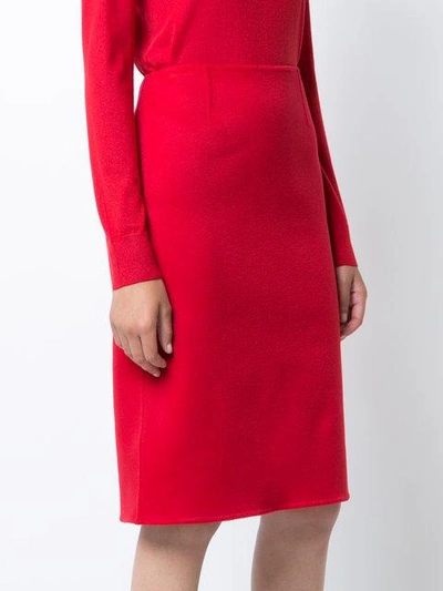 Shop Ralph Lauren Fitted Midi Skirt In Red