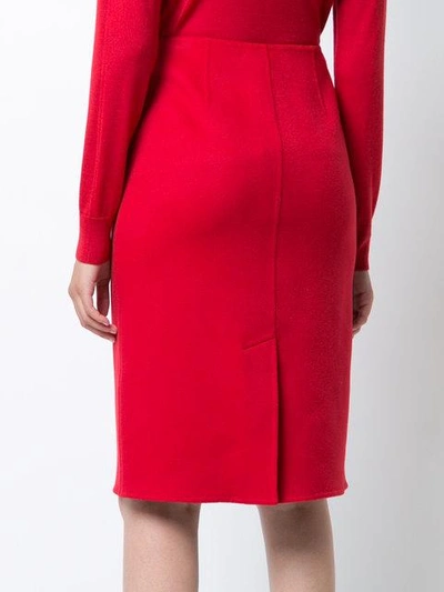 Shop Ralph Lauren Fitted Midi Skirt In Red
