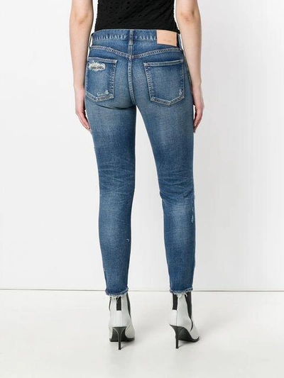 Shop Moussy Vintage Distressed Skinny Jeans - Blue