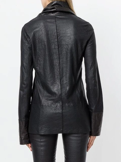 Shop Olsthoorn Vanderwilt Draped Neck Leather Blouse In Black