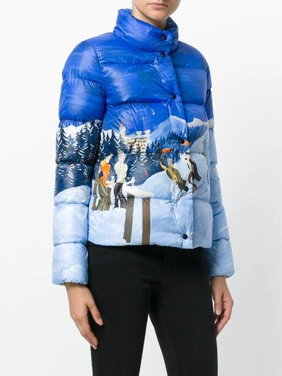 Moncler Brethil Funnel-collar Zip-front Quilted Puffer Coat In Blue Multi |  ModeSens