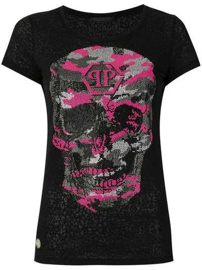 Shop Philipp Plein Rhinestone Skull T-shirt - Black