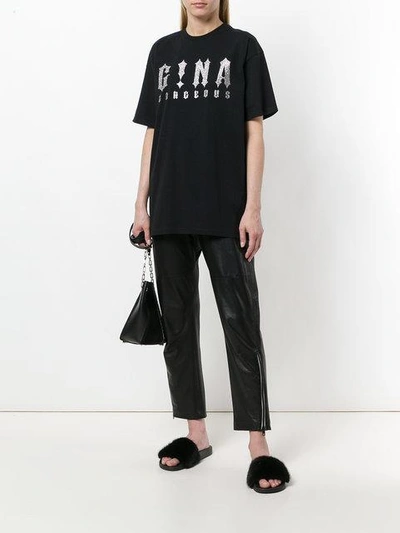 Shop Gina Glitter Logo T-shirt - Black