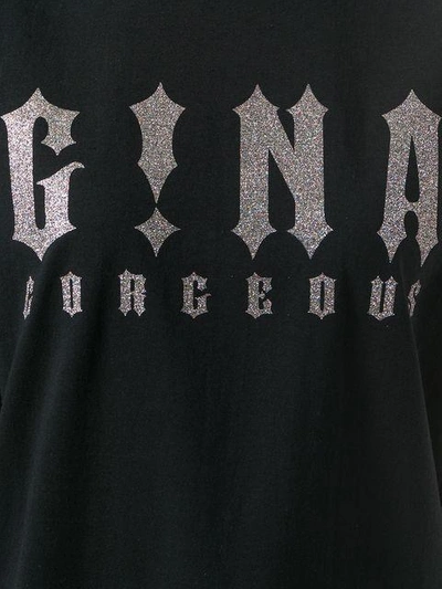 Shop Gina Glitter Logo T-shirt - Black