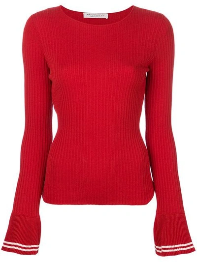 Shop Philosophy Di Lorenzo Serafini Ribbed Pleated Cuff Sweater In Red
