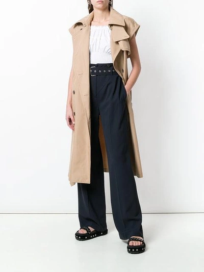Shop 3.1 Phillip Lim Belted Flared Trousers In Blue
