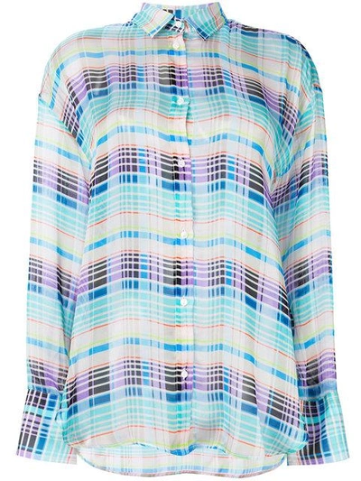Shop Msgm Oversize Check Shirt - Multicolour