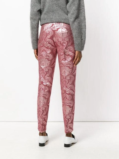 Shop Christian Pellizzari Jacquard Trousers - Pink & Purple