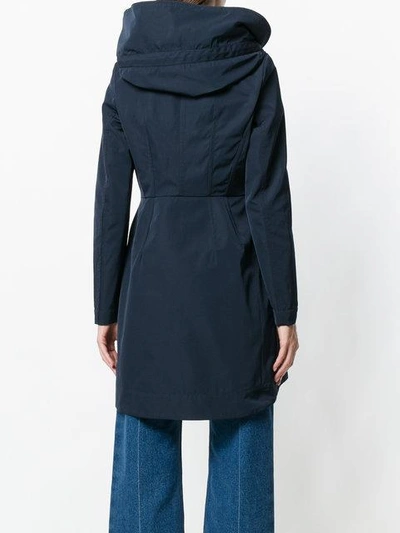Shop Moncler Zipped Fitted Coat In Blue
