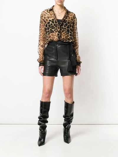 Shop Saint Laurent Sheer Leopard Print Shirt - Brown