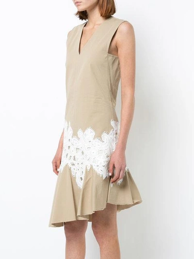 Shop Derek Lam Sleeveless V-neck Dress With Lace Detail - Green
