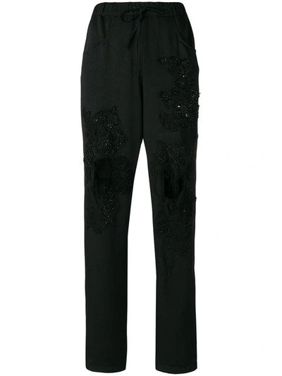 Shop Almaz Embellished Distressed Trousers - Black