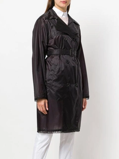 Shop Prada Embellished Belted Trench Coat - Black