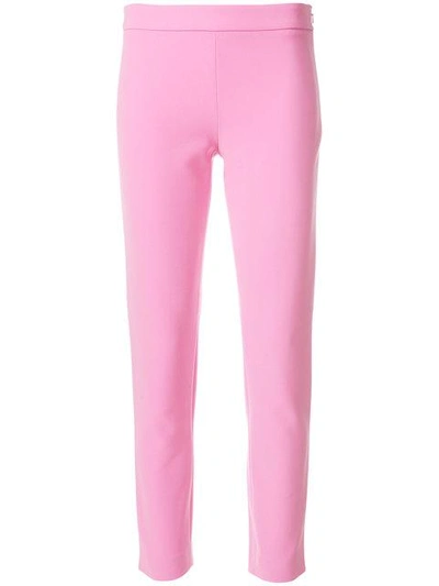 Shop Moschino High Waisted Crop Trousers In Pink