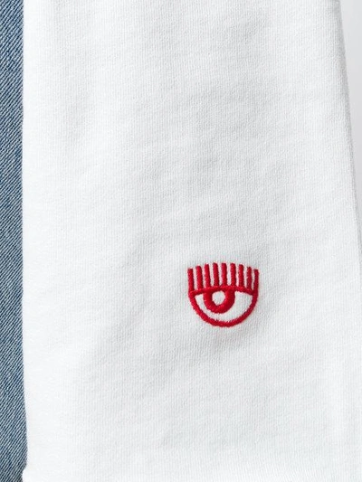 Shop Chiara Ferragni Cropped Embroidered Logo Hoodie - White