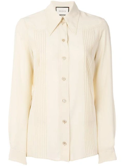 Shop Gucci Pointed Collar Shirt In Neutrals