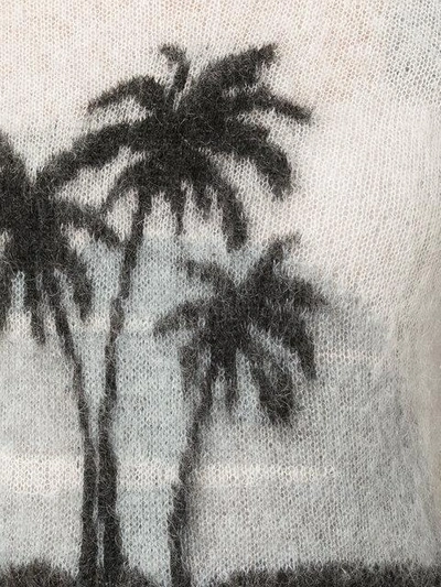 Shop Saint Laurent Palm Tree Print Sweater - White