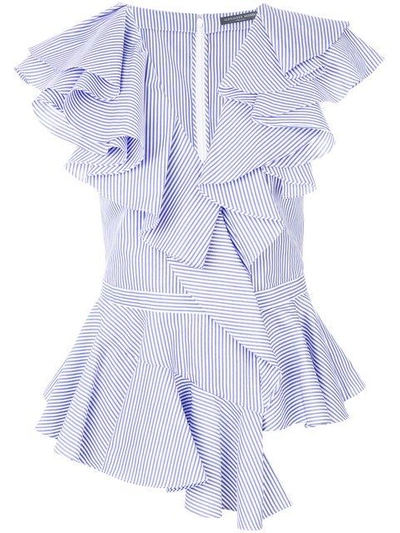 Shop Alexander Mcqueen Striped Ruffle Blouse