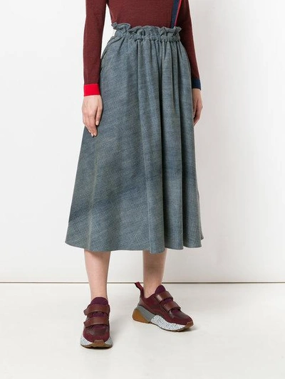 Shop Loewe Drawstring Denim Skirt