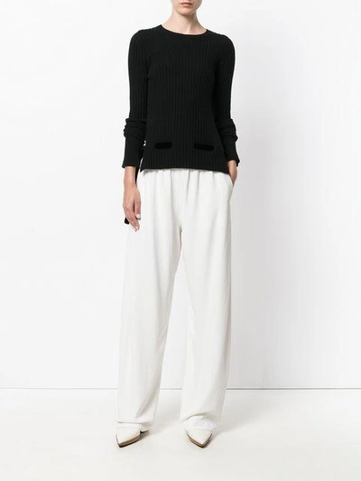 Shop Cashmere In Love Cashmere Velvet Belt Sweater In Black