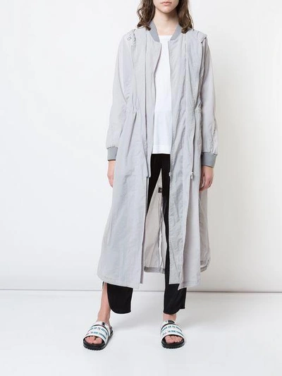 Shop Demoo Parkchoonmoo Long Double Zipped Coat In Grey