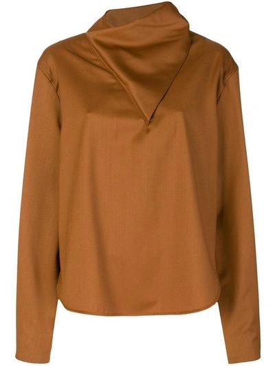 Shop Vejas Asymmetric Handkerchief Blouse - Brown