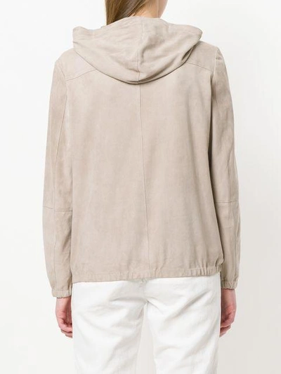 Shop Eleventy Hooded Zipped Jacket In Neutrals