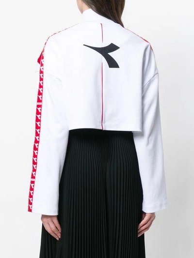 Shop Msgm X Diadora Cropped Zipper Jacket In White