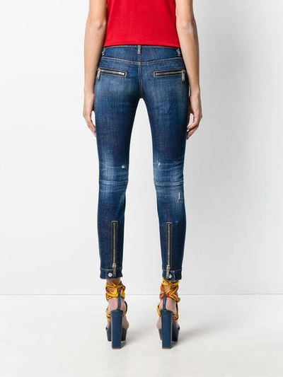 Shop Dsquared2 Cropped Jeans With Zip Embellishment In Blue