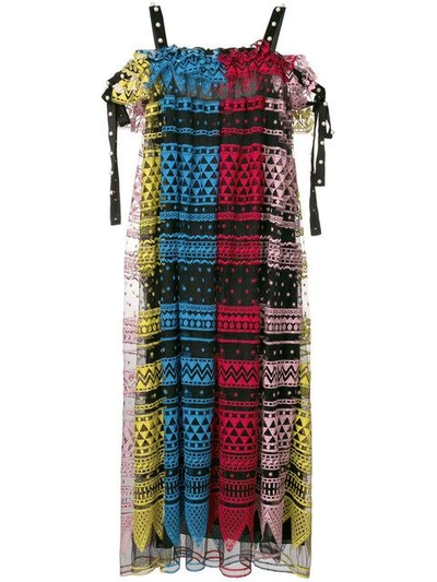 Shop Philosophy Di Lorenzo Serafini Geometric Embroidered Dress In Multicolour