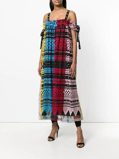 Shop Philosophy Di Lorenzo Serafini Geometric Embroidered Dress In Multicolour