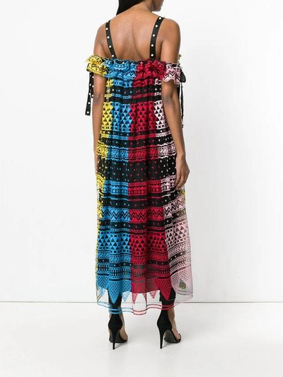 Shop Philosophy Di Lorenzo Serafini Geometric Embroidered Dress In Multicolour