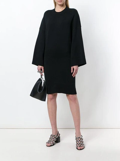 Shop Paco Rabanne Oversized Knitted Dress In Black