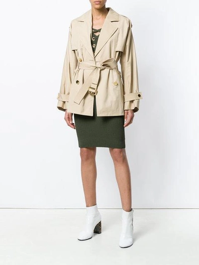 Shop Michael Michael Kors Short Trench Coat - Neutrals