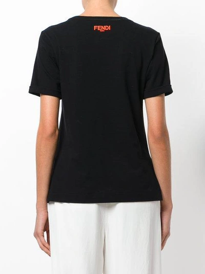 Shop Fendi Love-appliqué T-shirt - Black