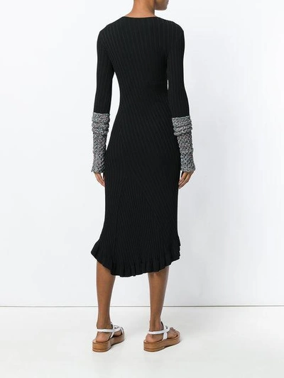 Shop Esteban Cortazar Contrast-cuff Midi Dress In O9000 Black