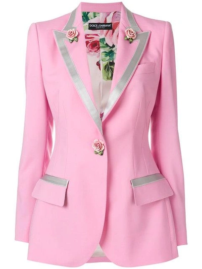 Shop Dolce & Gabbana Single-breasted Rose Blazer In Pink