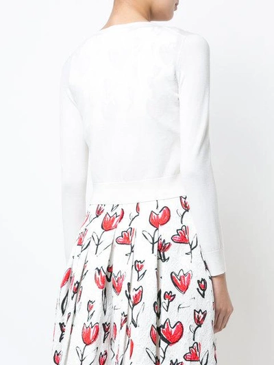 Shop Oscar De La Renta Floral Applique Cardigan - White