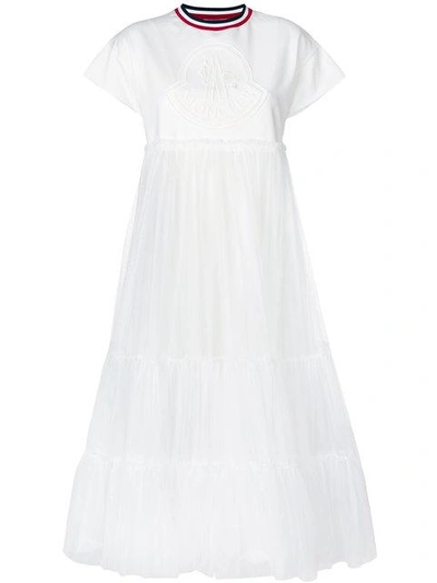 Shop Moncler T-shirt Tulle Dress In White