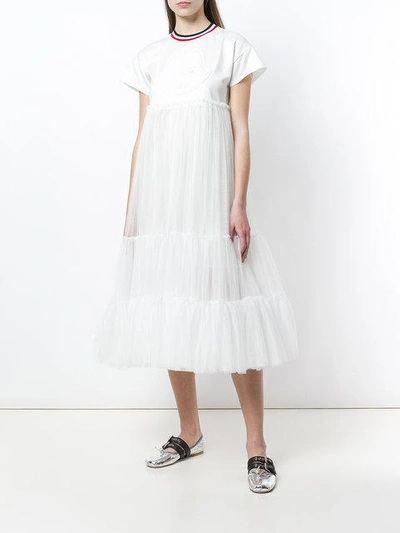 Shop Moncler T-shirt Tulle Dress In White